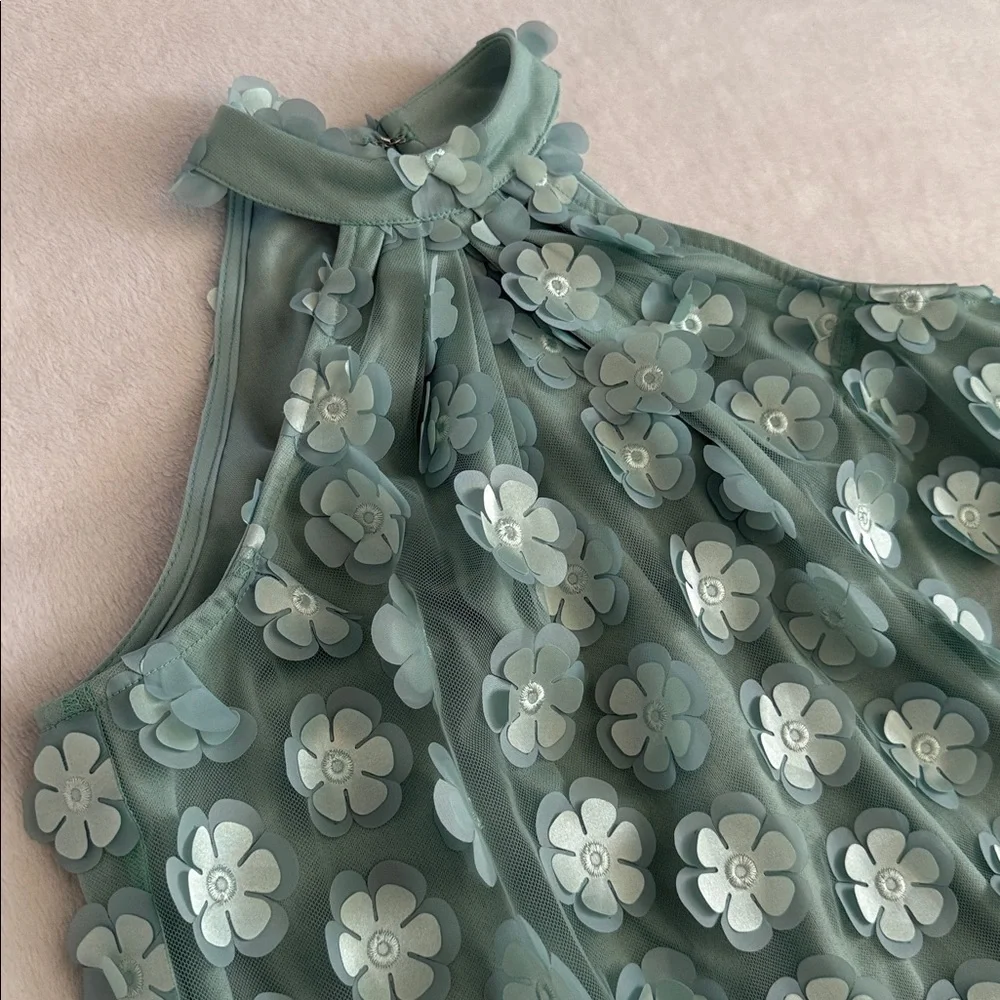 {Anthropologie} Eva Franco | 3D Flower Applique Sleeveless Back Tie Halter Top S - Picture 5 of 16